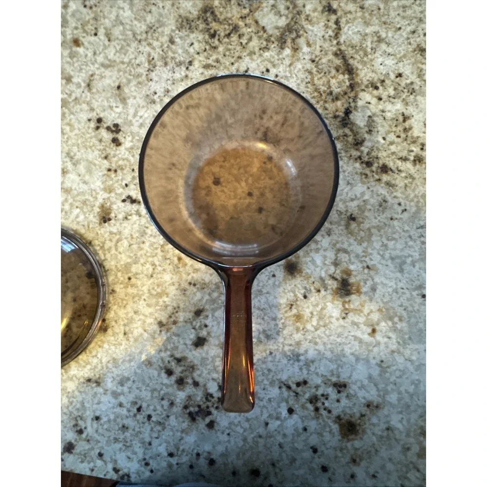 Vision Ware Corning Glass Sauce Pan Pot 1.5 L Amber Cookware USA Pyrex Lid